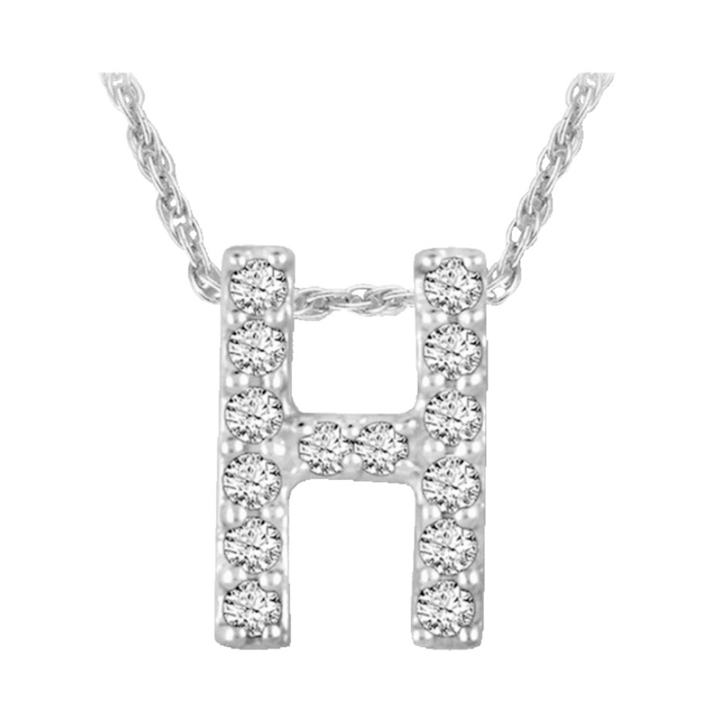 (H) Tamborat Jewelry 10k White Gold Plated Initial Necklaces